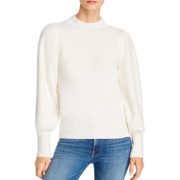 French Connection Plain Soft Mock Sweater with Juliet Balloon Sleeves (size S)